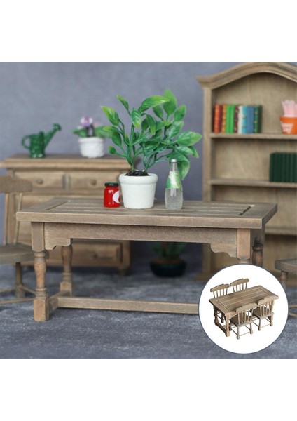 5pcs 1/12 Dollhouse Minyatür Yemek Masası Sandalye Diy Taklit Oyun Hobi Oyuncak (Yurt Dışından) modelleri