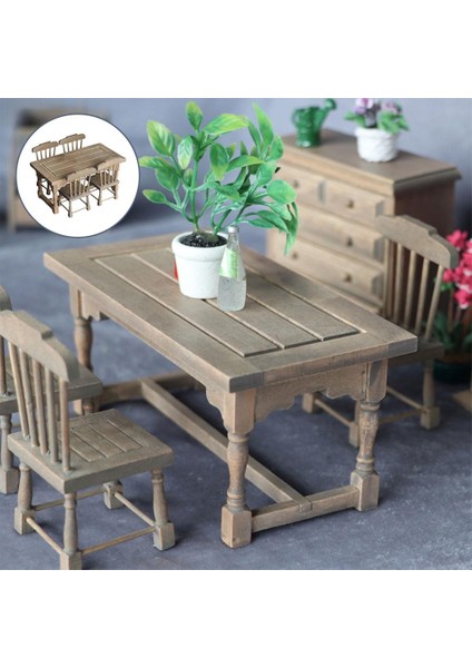 5pcs 1/12 Dollhouse Minyatür Yemek Masası Sandalye Diy Taklit Oyun Hobi Oyuncak (Yurt Dışından) fırsatları