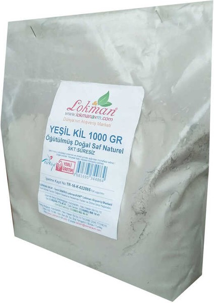 Yeşil Kil Öğütülmüş Doğal Saf Naturel 1000 gr Paket