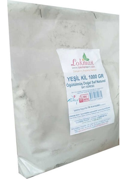 Yeşil Kil Öğütülmüş Doğal Saf Naturel 1000 gr Paket