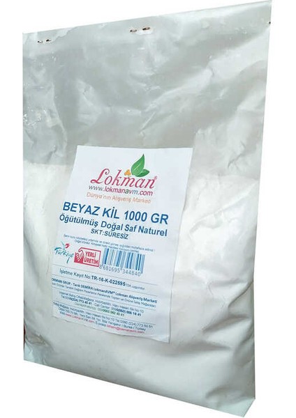 Beyaz Kil Öğütülmüş Doğal Saf Naturel 1000 gr Paket