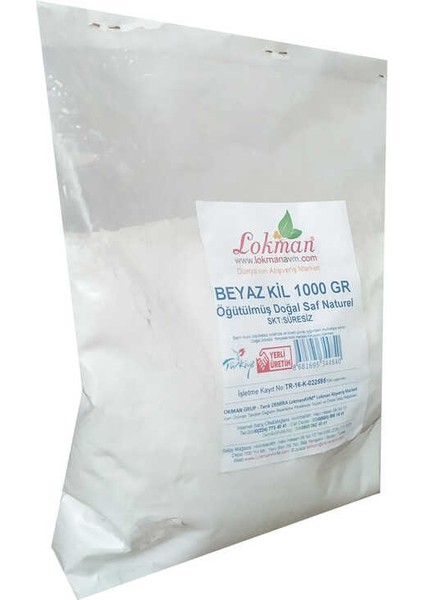 Beyaz Kil Öğütülmüş Doğal Saf Naturel 1000 gr Paket