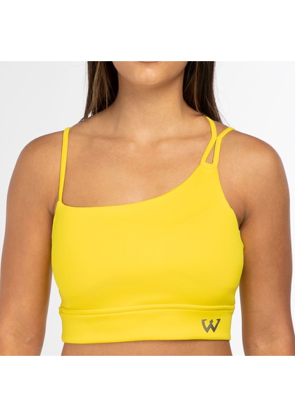 Kadın Ince Askılı Spor Sütyeni Atlet Esnek Crop Top - Sunlight Sarı