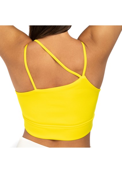 Kadın Ince Askılı Spor Sütyeni Atlet Esnek Crop Top - Sunlight Sarı