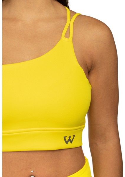 Kadın Ince Askılı Spor Sütyeni Atlet Esnek Crop Top - Sunlight Sarı fırsatları