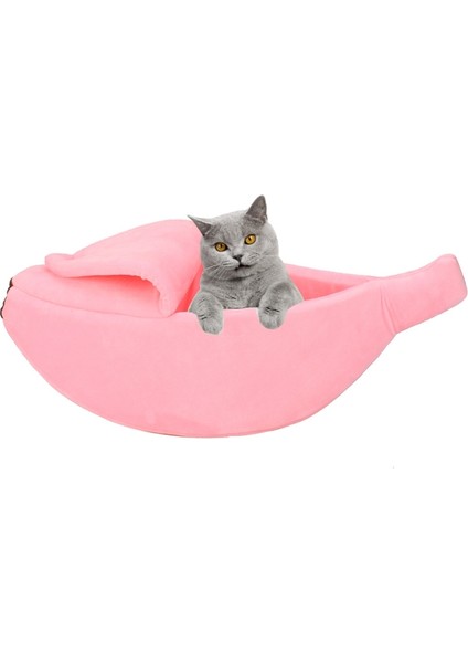 Yaratıcı Kennel Muz Şekeri Kedi Kedi Kış Sıcak Evcil Hayvan Yuvası, Boyut: Xl (Pembe)