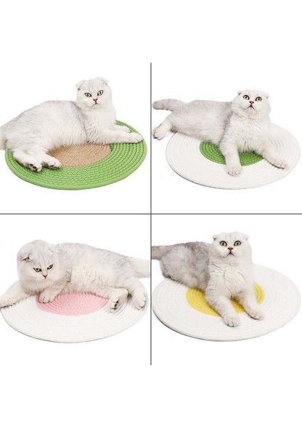 Pet Kedi Kumu Pamuk Iplik Dokuma Kedi Öğütme Pençe Yatak Serin Kedi Kazan Battaniyesi (Sarı)