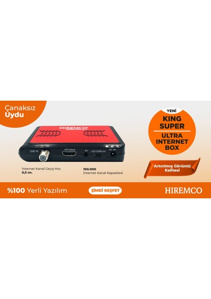 HİREMCO Combo King Çanaklı-Çanaksız İnternet Uydu Alıcısı