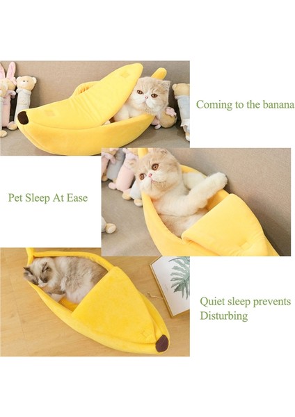 Yaratıcı Kennel Muz Şekeri Kedi Kedi Kış Sıcak Evcil Hayvan Yuvası, Boyut: Xl (Sarı) modelleri