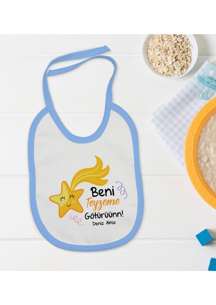 Kids Kişiye Özel Mavi Bebek Mama Önlüğü - Model 50