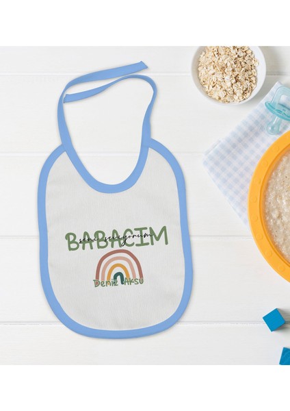 Kids Kişiye Özel Mavi Bebek Mama Önlüğü - Model 30