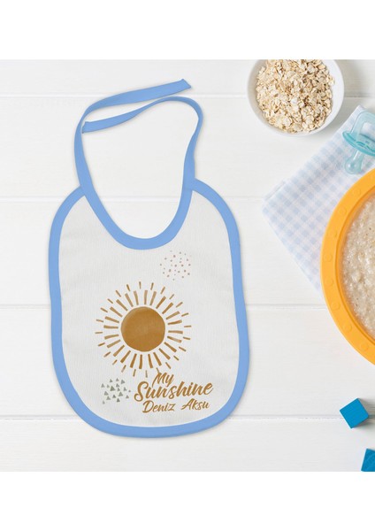 Kids Kişiye Özel Mavi Bebek Mama Önlüğü - Model 20