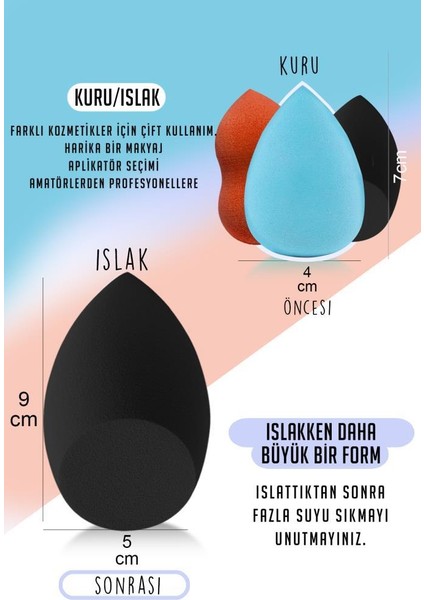 3'lü Makyaj Süngeri