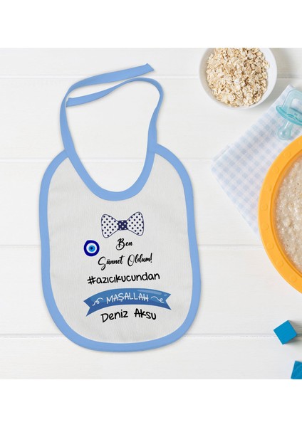 Kids Kişiye Özel Mavi Bebek Mama Önlüğü - Model 98