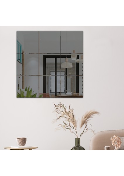 Ayna | Füme Ayna | Tasarım Kanallı - Kare Ayna | 60cm x 60cm