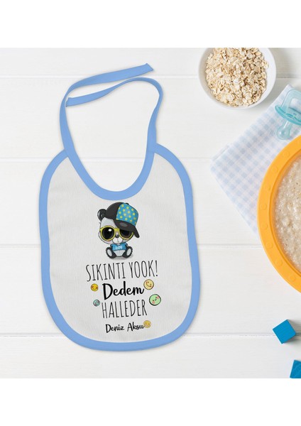 Kids Kişiye Özel Mavi Bebek Mama Önlüğü - Model 76
