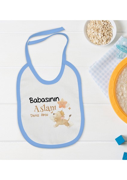 Kids Kişiye Özel Mavi Bebek Mama Önlüğü - Model 12