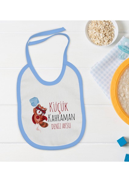 Kids Kişiye Özel Mavi Bebek Mama Önlüğü - Model 75