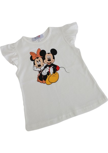 Kız Çocuk Şort Tshirt Ikili Takım Fuşya Pembe Şort Beyaz Fırfırlı Kısa Kollu Çiçek Baskılı Tshirt modelleri