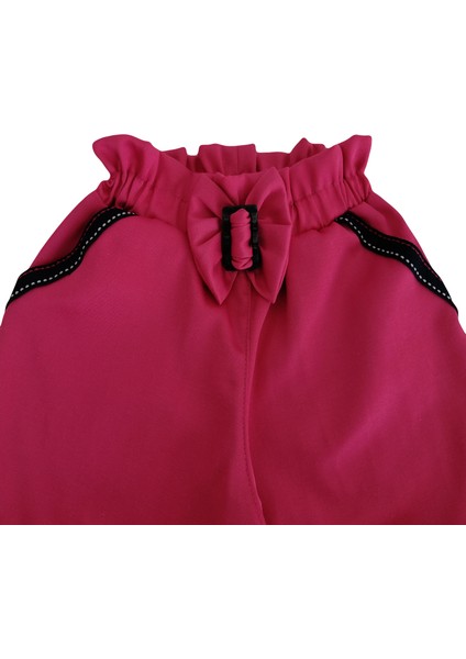 Kız Çocuk Şort Tshirt Ikili Takım Fuşya Pembe Şort Beyaz Fırfırlı Kısa Kollu Çiçek Baskılı Tshirt indirimleri