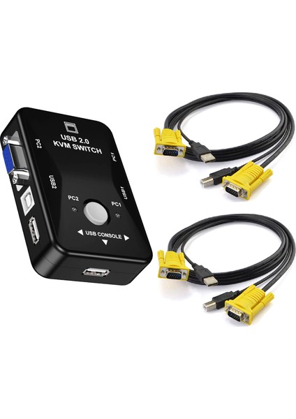 2 Port USB Kvm Switch 2 In 1 Out USB 2.0 Kvm Fare Klavye Switcher Kablolar Dahil