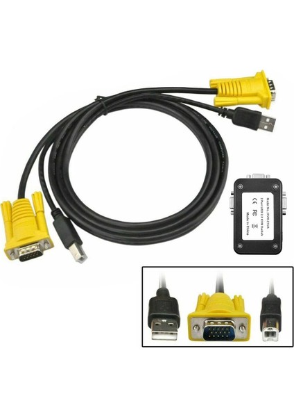 2 Port USB Kvm Switch 2 In 1 Out USB 2.0 Kvm Fare Klavye Switcher Kablolar Dahil