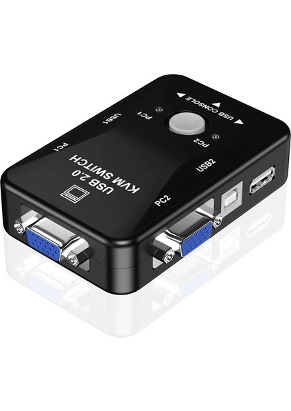 2 Port USB Kvm Switch 2 In 1 Out USB 2.0 Kvm Fare Klavye Switcher VGA Splitter
