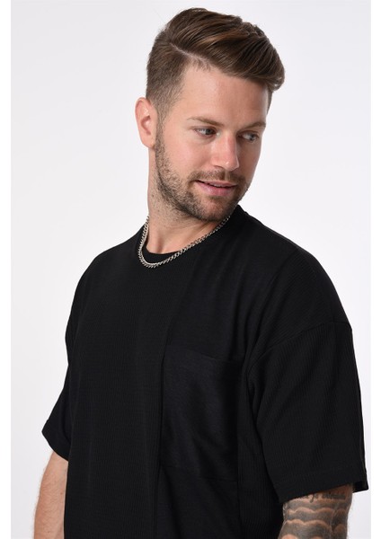 R-5632 Tek Cepli Garnili Bisiklet Yaka Yanı Yırtmaçlı Kısa Kol T-Shirt fırsatları