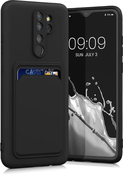 MTK Moveteck Xiaomi Redmi Note 8 Pro Uyumlu Kılıf Kamera Lens Korumalı Kartvizitli Ince Silikon Kapak Cüzdan Renkli Yumuşak Soft Mat Yeni Tasarım