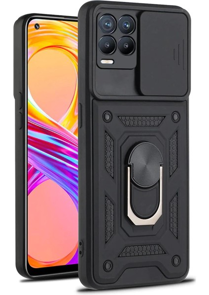 Realme 8 - 8 Pro Uyumlu Kılıf Kamera Korumalı Sürgülü Lens Yüzüklü Zırh Armor Military Tank Kapak fiyatları