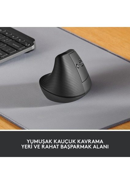 Lift Sessiz Kablosuz Ergonomik Dikey Mouse - Siyah