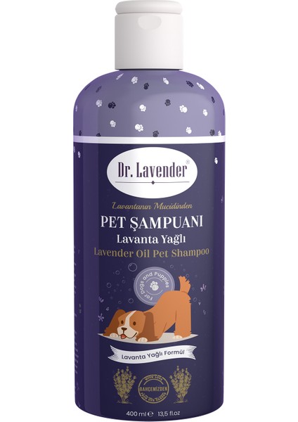 Lavanta Yağlı Pet Şampuanı 400 ml Kedi Şampuanı Köpek Şampuanı Organik Lavanta Koku Gideren Şampuan