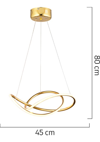 Belina Gold Sarkıt 48 Watt Sarkıt Ofis Avizeleri 3 Renkli Ledli Modern Mutfak Banyo Led Salon Sarkıt Avize