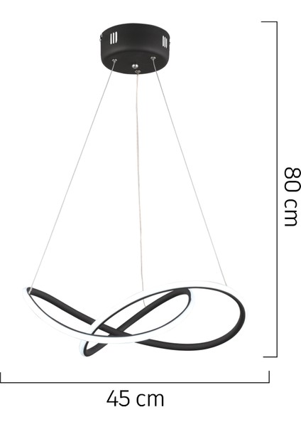 Belina Siyah Sarkıt 48 Watt Sarkıt Ofis Avizeleri 3 Renkli Ledli Modern Mutfak Banyo Led Salon Sarkıt Avize