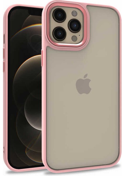 iPhone 12 Pro Max Uyumlu Kılıf Kontrast Renk Tasarımlı Cynosure Kapak Rosegold