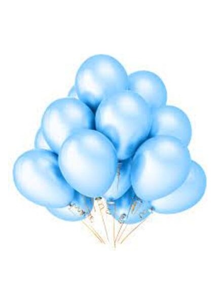 15 Adet Metalik Sedefli Açık Mavi Balon, Helyumla Uçan-Dogum Günü-Parti-Kaliteli Balon