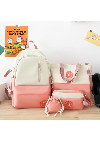 4 Adet Büyük Kapasiteli Sırt Çantası Seti - Pembe (Yurt Dışından)