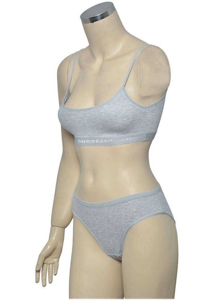 Pedli Ip Askılı Yarım Atlet Büstiyer Külot Takım Gri modelleri