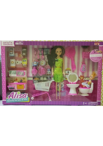 Alisha Oyuncak Bebek Aksesuarlı Ev Eşyalı Oyuncak Et Bebek