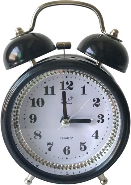 3 Inç Kuvars Metal Çift Çan Çalar Saat Gece Işık Masa Saati Siyah (Yurt Dışından) fiyatları