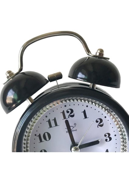 3 Inç Kuvars Metal Çift Çan Çalar Saat Gece Işık Masa Saati Siyah (Yurt Dışından) fırsatları