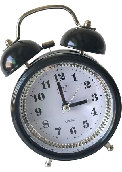 3 Inç Kuvars Metal Çift Çan Çalar Saat Gece Işık Masa Saati Siyah (Yurt Dışından) indirimleri