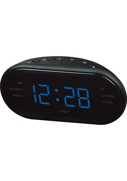 Dijital LED Ekran Saati Am Fm Radyo Çalar Saati Çift Alarm Ab Mavisi (Yurt Dışından)
