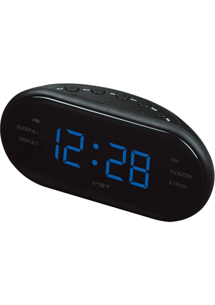 Dijital LED Ekran Saati Am Fm Radyo Çalar Saati Çift Alarm Ab Mavisi (Yurt Dışından)