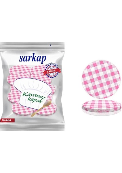 Kavanoz Kapak 10 Paket  10'lu -Pembe Ekose