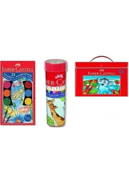 21'li Sulu Boya + 24'lü Kuru ve Pastel Boya Seti