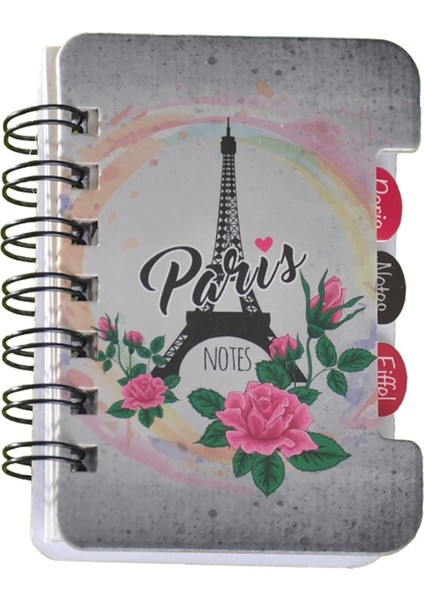 Desenli Ayraçli Not Defteri Telli Çizgili - Nt-03 -Paris Notes Eiffel Gri- A7 - 60 Yaprak