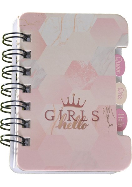 Desenli Ayraçli Not Defteri Telli Çizgili - Nt-03 -Queen Girls Hello Pembe - A7 - 60 Yaprak