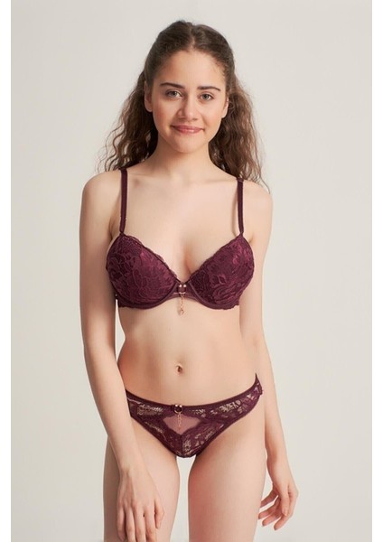 5040 Cybele Brodeli Silikonlu Taşlı Push Up Sütyen Takım indirimleri