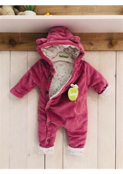 Coral Soft Düğmeli Sevimli Ayıcık Bebek Tulumu